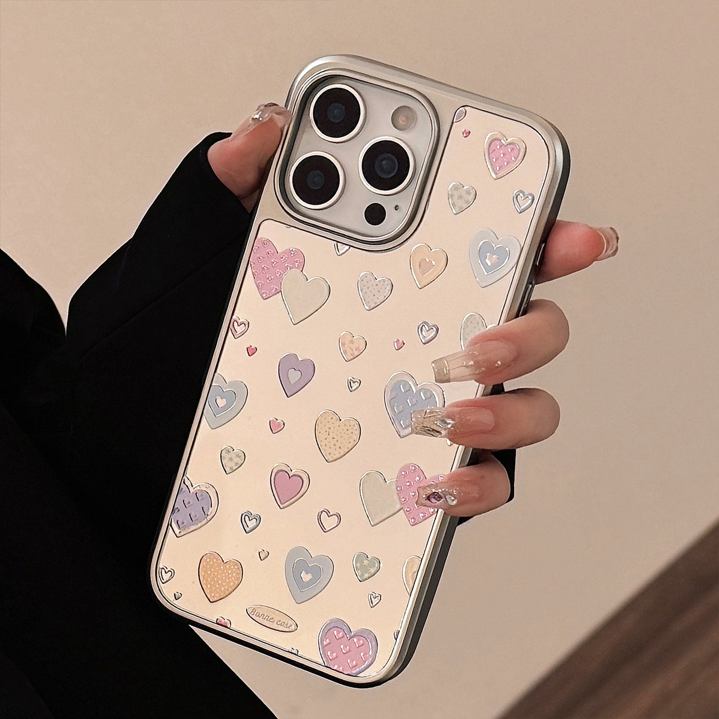 Gilt mirror is suitable for 16 Apple 17promax mobile phone case iphone14 color love 13 electroplating 11 Huawei