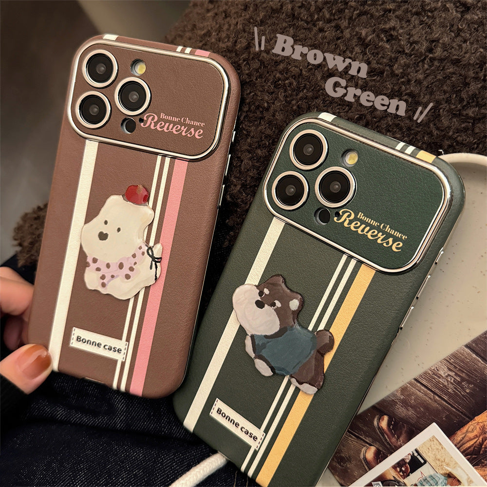 American stripes are suitable for Apple 15promax mobile phone case iphone16 cartoon bracket 17 all-inclusive 13 generation 14.